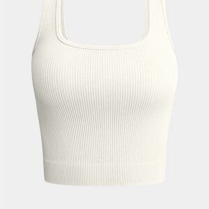 OQQ White Ribbed Crop Top New